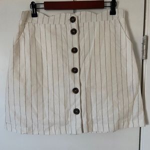 Altered State Skirt, Size Large, Cream with Tan Pinstripes